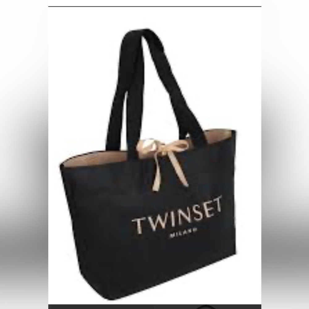 Twin-Set Black and Tan  Tote Bag new